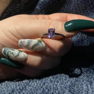 Russian Crazy Color change Alexandrite Ring Sterling rose gold vermeil Size 7.75